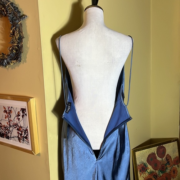 LIONESS Size XXL Slinky Draped Front Spaghetti Strap Midi-Dress Satin $179 NEW - Picture 9 of 17
